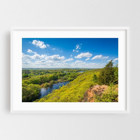 Mill River from East Rock No. 2 - New Haven Connecticut Photography Nature Landscape Forest Scenic Summer Travel Poster White Framed Wall Art Print 5 x 7 inches