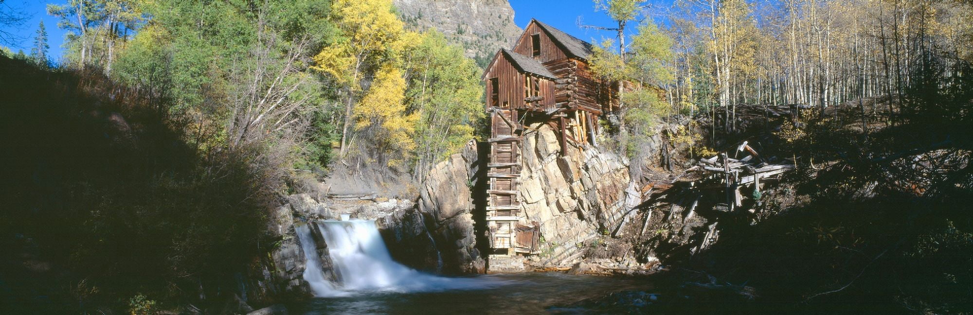 Mill at Crystal River Valley Autumn Colorado Canvas Art - Panoramic Images (27 x 9)