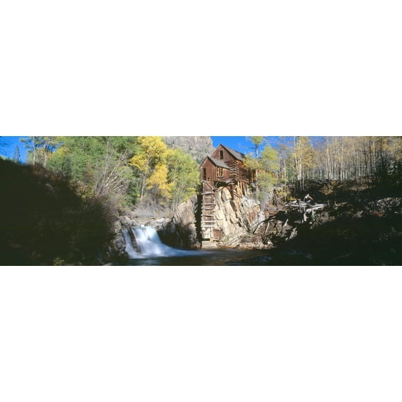 Mill at Crystal River Valley Autumn Colorado Canvas Art - Panoramic Images (36 x 12)