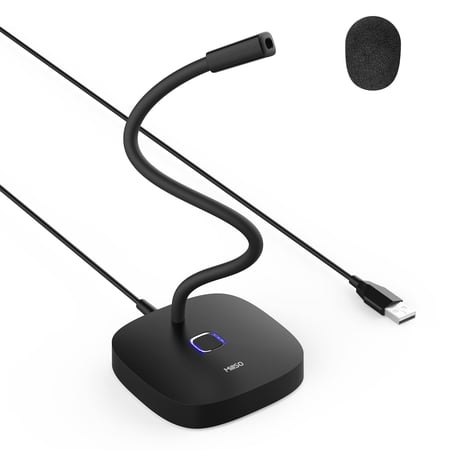 MillSO USB Computer Microphone with Mute Button 360 Degree Adjustable Gooseneck Plug&Play Omnidirectional External Microphone for Laptop, PC, 4.6FT