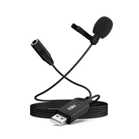 MillSO USB Lavalier Microphone with Headphone Jack Omnidirectional External Lapel PC Microphone for Computer, YouTube, Recording, Podcasting, 6.5FT
