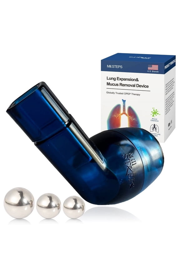 MillSTEPS Lung Exerciser & Mucus Removal Device - Exercise to Improve Lung Capacity & Naturally Clear Mucus from Airways-Suitable for Adults, Athletes, Smokers, Swimmers, Divers