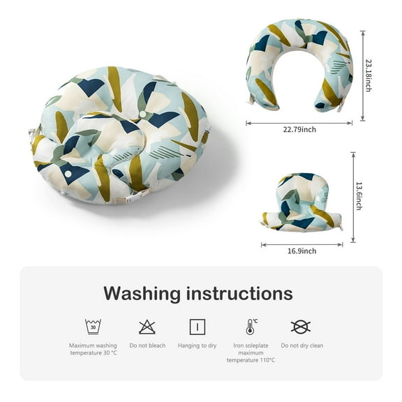 Milla Nursing Pillow, Ergonomic Nursing Essentials for Bottle and Breastfeeding, Firm Fiber Fill, with Cotton Removable Nursing Pillow Cover, Machine Washable