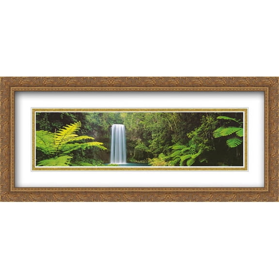 Millaa Millaa Falls, Quensland, North East Australia 2x Matted 40x18 Large Gold Ornate Framed Art Print by Peter Lik