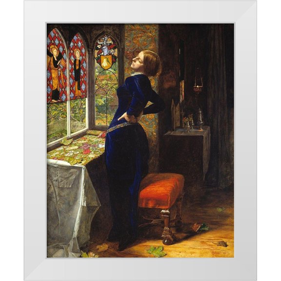 Millais, John Everett 12x14 White Modern Wood Framed Museum Art Print Titled - Mariana