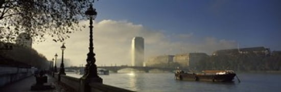 Millbank Tower during fog Lambeth Thames River London England 2011 Canvas Art - Panoramic Images (36 x 12)
