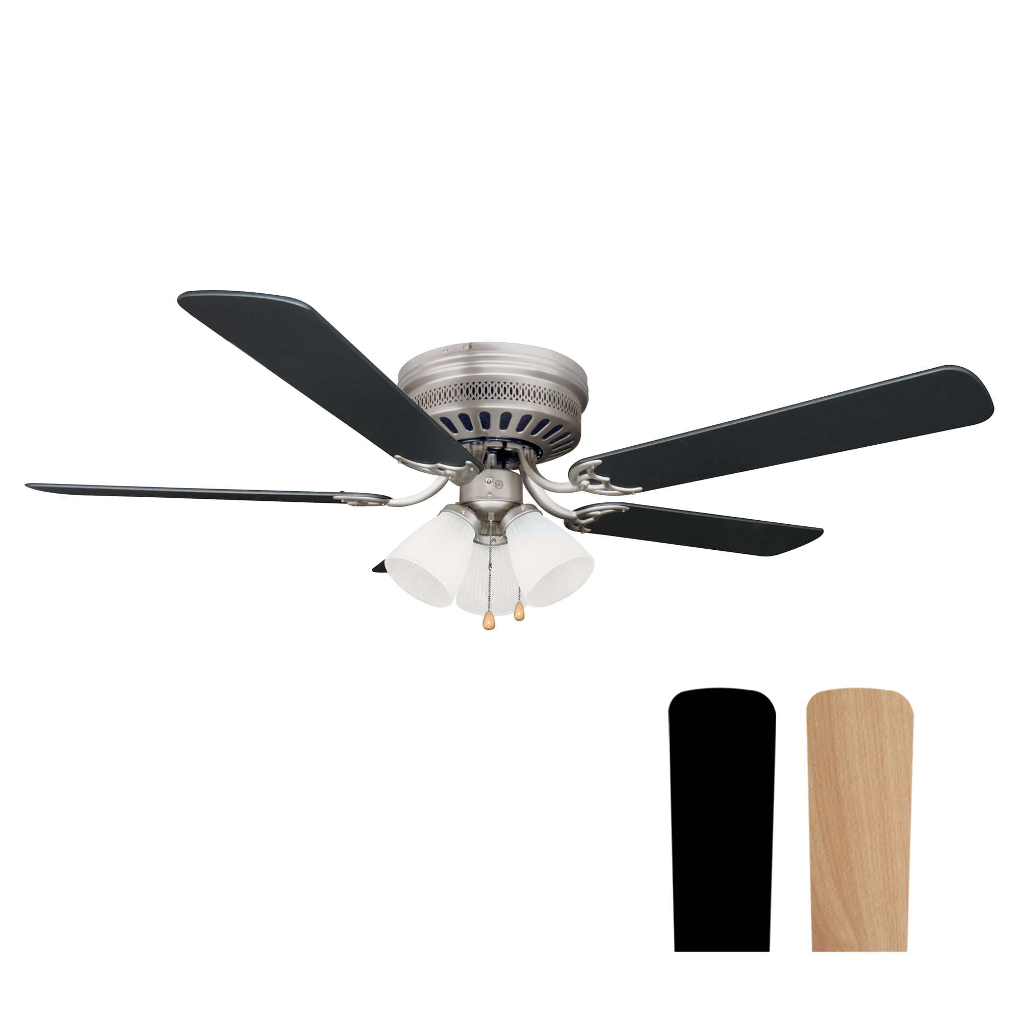 Design House Millbridge 52" Hugger Ceiling Fan with LED Light Kit, 5 Reversible Blades, Satin Nickel