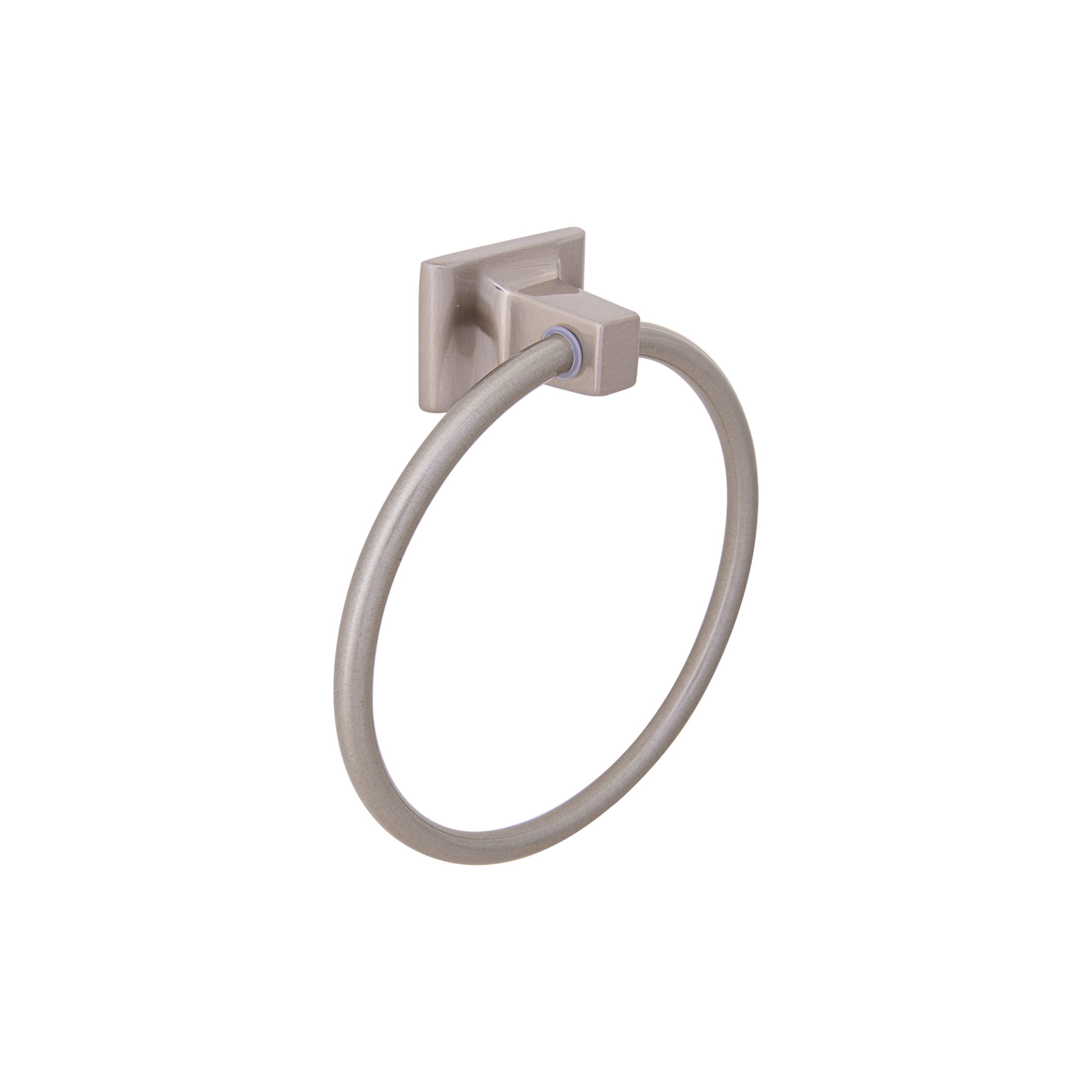 Satin Nickel Wall Mounted Towel Ring with Square Details
