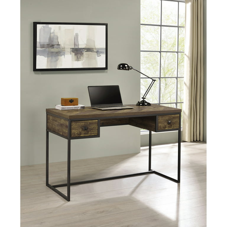 Caffoz Home Office 2-Drawer Writing Desk - Oak Brown