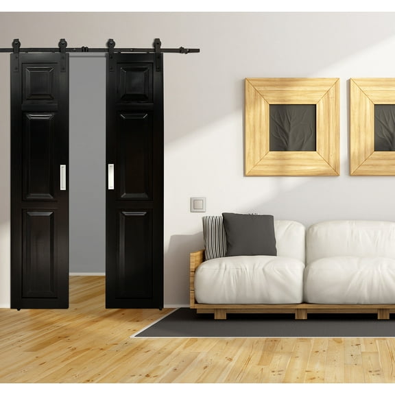 Millbrooke 36x84 Center Opening Vinyl Barn door kit Black