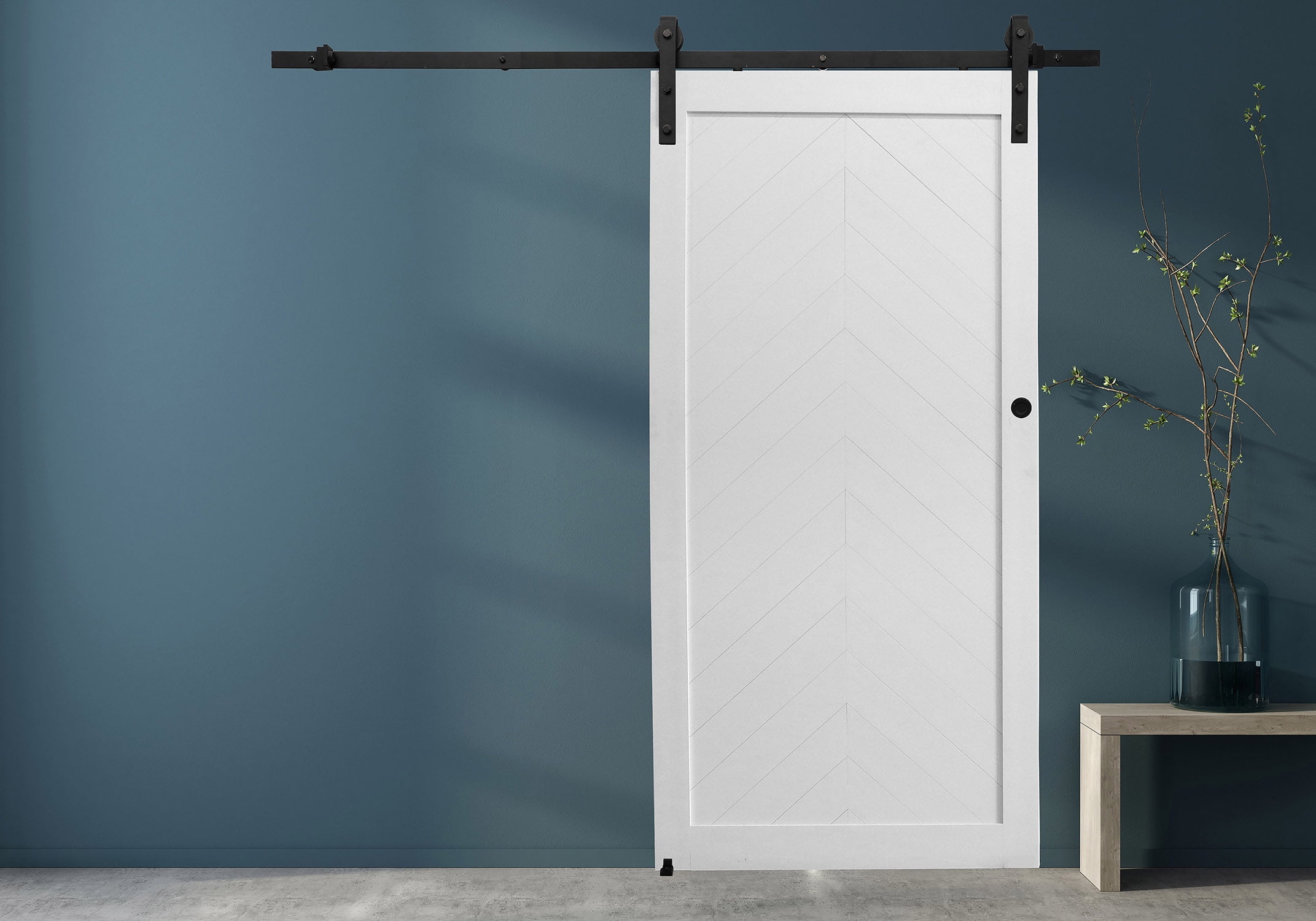 Millbrooke 36x84 Chevron White PVC Barn Door Kit