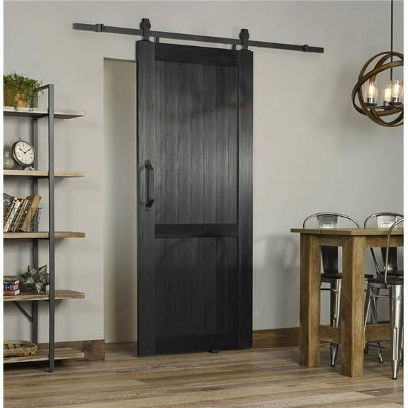 Millbrooke 84 x 36 in. Black H-Style PVC Barn Door Kit