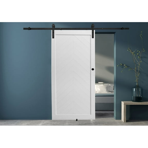 Millbrooke Chevron PVC Barn Door Kit covers up to 42"w x 84"h White