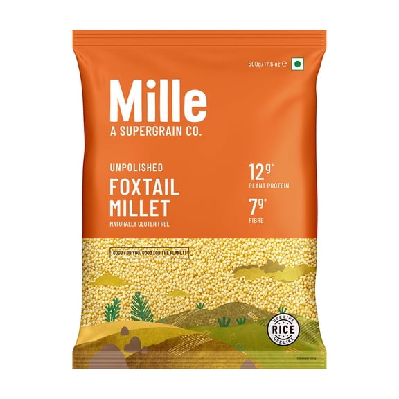 Mille Foxtail Millet Whole Grain | Certified Low GI | Rice Replacement | Unpolished, No Soaking Required | High Fibre and Plant Protein | Cooks in 10 minutes