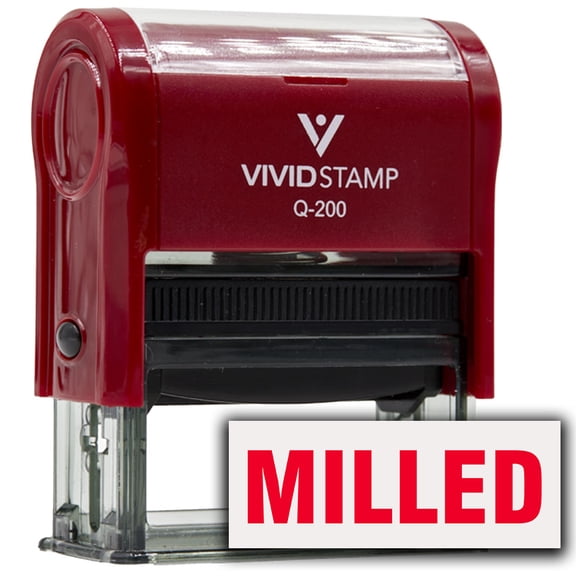 Milled Self-Inking Office Rubber Stamp (Red Ink) - Q-200