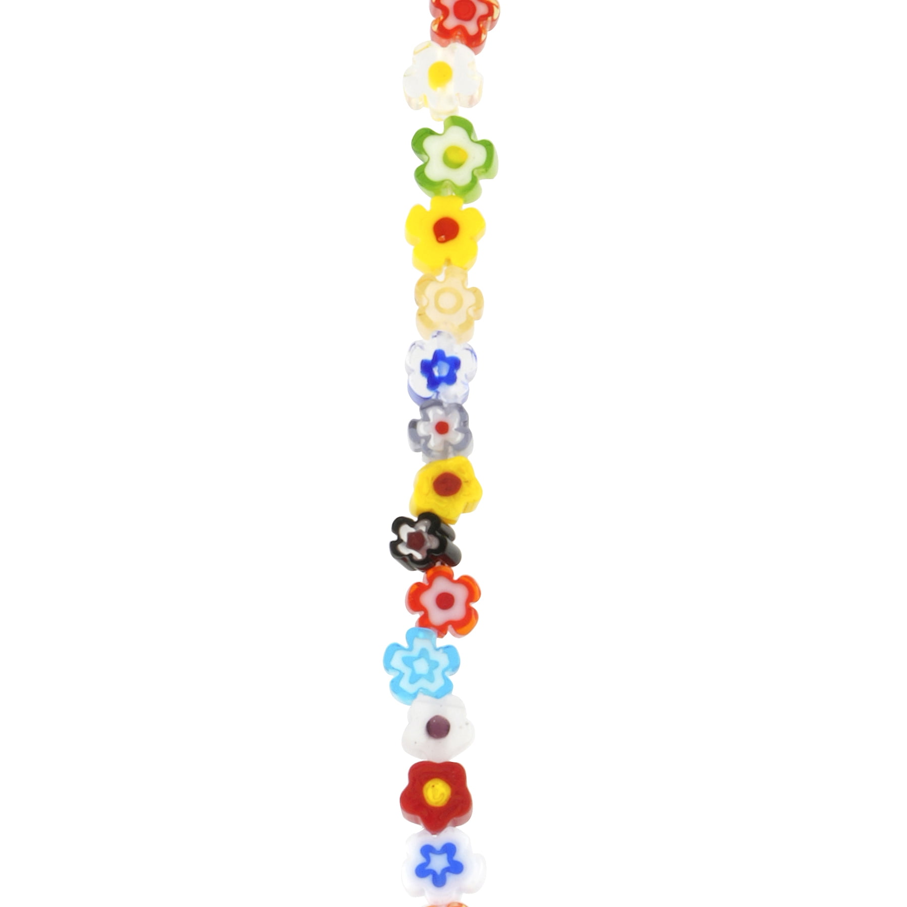 Bead Landing Millefiori Glass Flower Bead Mix - Multicolor 4mm to 7mm Beads on 7" Strings for Jewelry Making, Crafts & Home Decor, 12 Pack