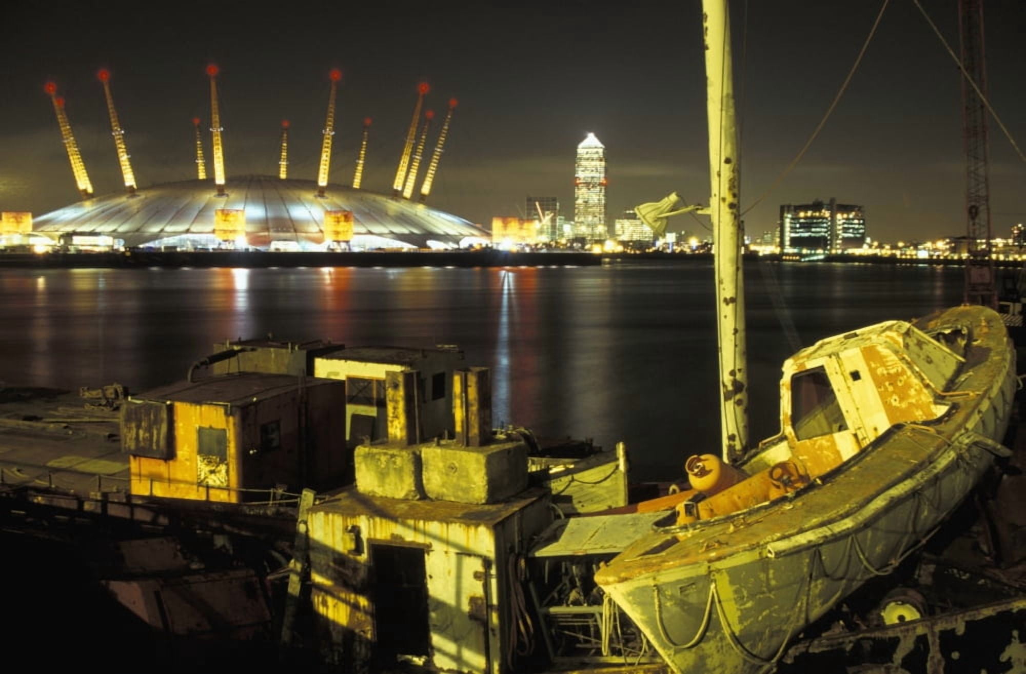 Millenium Dome And Canary Wharf Tower Canvas Art - Alberto Arzoz Design Pics (38 x 24)