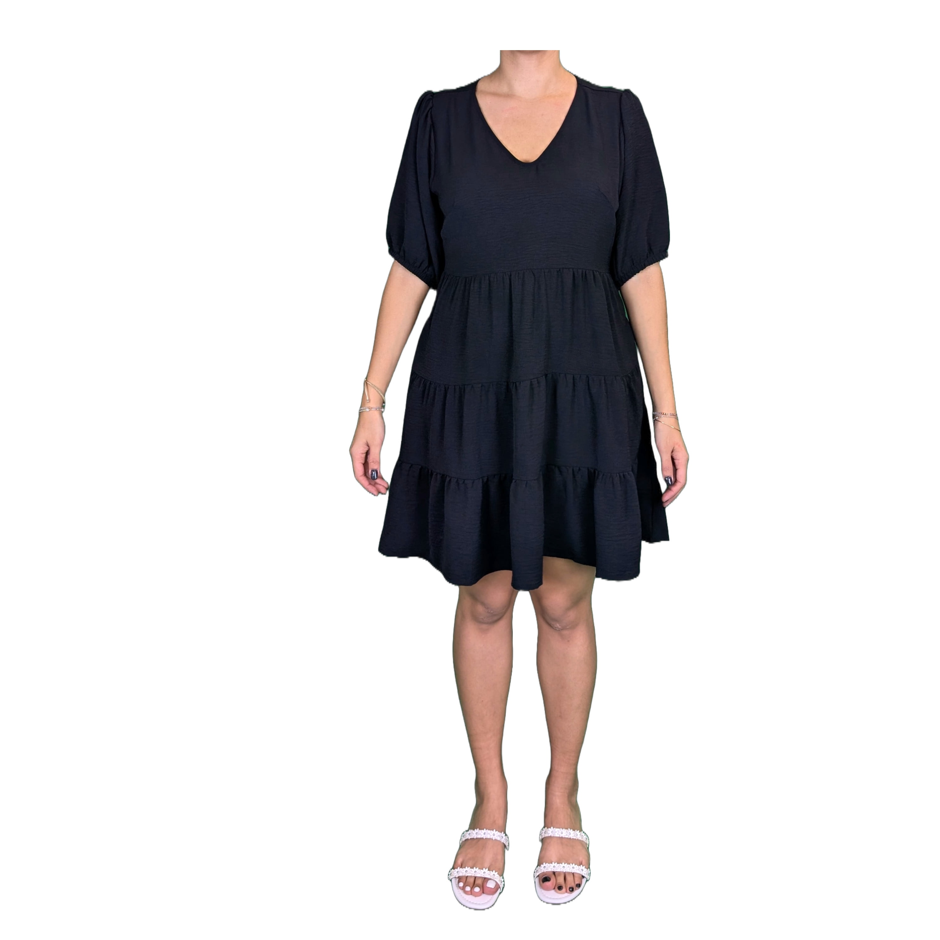 Tiered Elbow Sleeve Dress