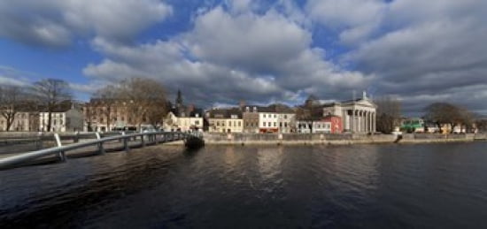 The Millenium Foot Bridge Over the River LeeSt Annes Church Behind And St Marys Church (right)Cork City Ireland Canvas Art - Panoramic Images (24 x 12)