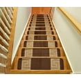 thumbnail image 1 of Millenium Stair Tread Treads Greek Key Design Indoor Skid Slip Resistant Carpet Stair Tread Treads Greek Key Design Machine Washable 8 ½ inch x 30 inch (13 Piece, Meander Brown), 1 of 9