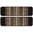 thumbnail image 1 of Millenium Stair Tread Treads Indoor Skid Slip Resistant Carpet Stair Tread Treads Geometric Design Machine Washable 8 ½ inch x 30 inch (Set of 2, Squares Brown), 1 of 5