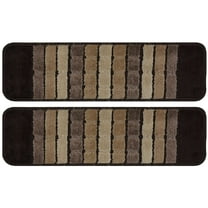 Millenium Stair Tread Treads Indoor Skid Slip Resistant Carpet Stair Tread Treads Geometric Design Machine Washable 8 ½ inch x 30 inch (Set of 2, Squares Brown)