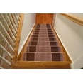 thumbnail image 1 of Millenium Stair Tread Treads Meander Greek Key Design Indoor Skid Slip Resistant Carpet Stair Tread Treads Machine Washable 8 ½ inch x 30 inch (Set of 13, Meander Cappuccino Brown), 1 of 6