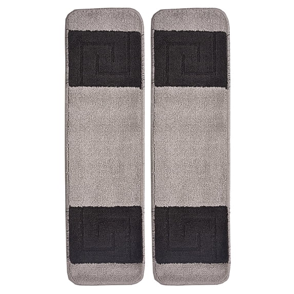 Millenium Stair Tread Treads Meander Greek Key Design Indoor Skid Slip Resistant Carpet Stair Tread Treads Machine Washable 8 ½ inch x 30 inch (Set of 2, Meander Grey)
