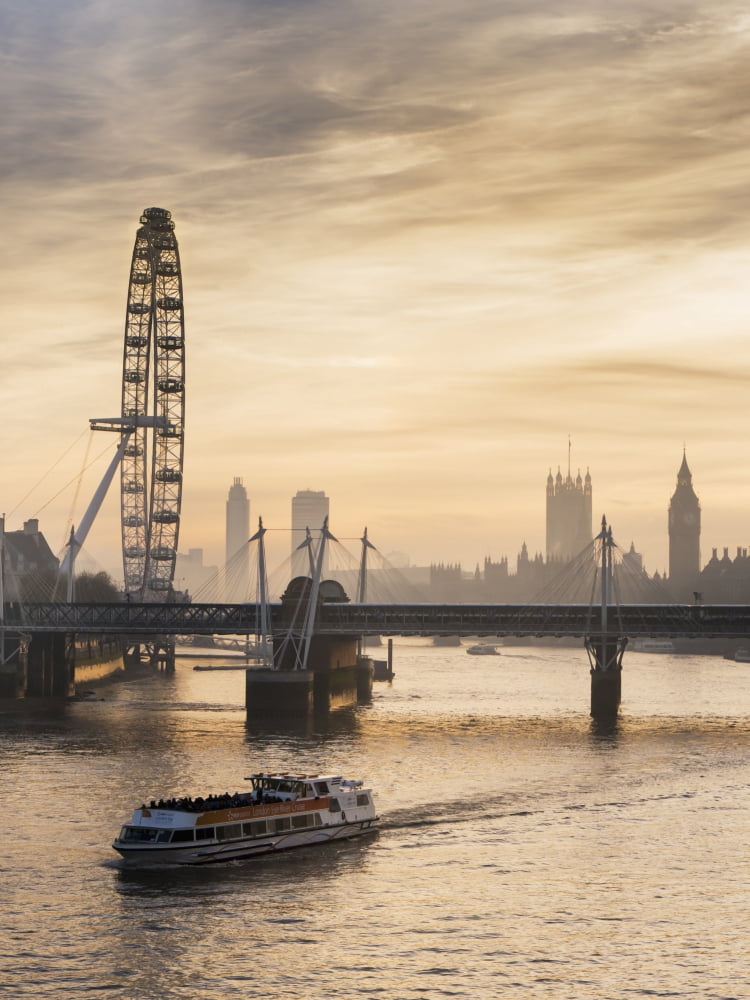 Millenium Wheel with Big Ben London England Canvas Art - Charles Bowman Design Pics (13 x 17)