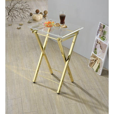 Millennial Collection - Mari Folding Tray Table in Gold, Set of 2
