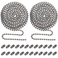 thumbnail image 1 of Beaded Pull Chain Extension with Connector for Ceiling Fan or Light (2pc in One Package) 10 Feet Beaded Roller Chain with 12 Matching Connectors Each (3.2mm Diameter, Silver), 1 of 7