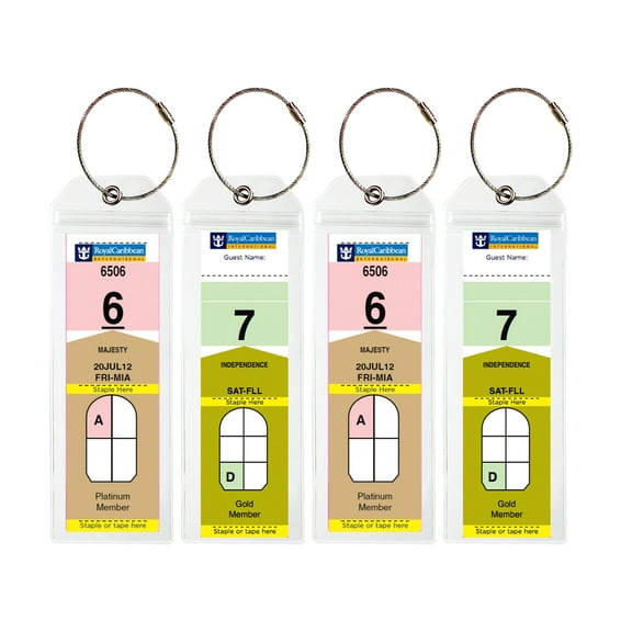 Millennial Essentials Cruise Tags - Narrow Cruise Ship Luggage Etag Holder with Zip Seal & Steel Loops (8 pack)