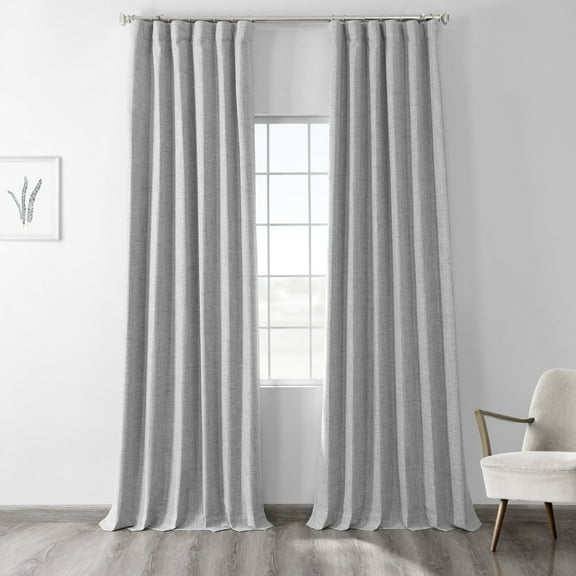 Millennial Grey Vintage Thermal Cross Linen Weave Blackout Curtain (1 Panel), Millennial Grey, 50W X 108L