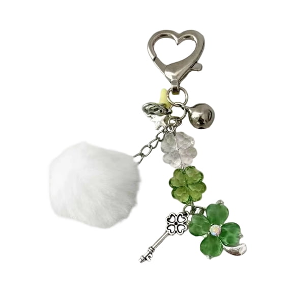 Millennial Star Beaded Keychain Retro Four Leafed Grass Charm Accessory For Backpack Phone Jewelry