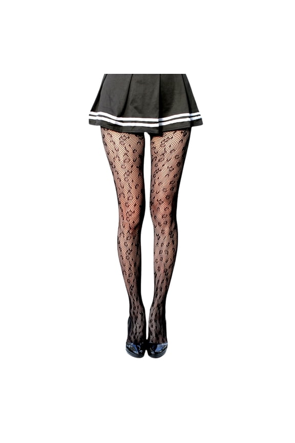 Women's Leopard Cheetah Print Tiger Zebra Sheer Patterned Tights & Pantyhose, Black
