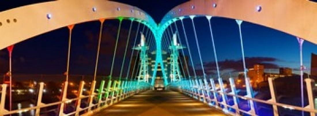 Millennium Bridge at night Salford Quays Salford Greater Manchester England Canvas Art - Panoramic Images (18 x 7)