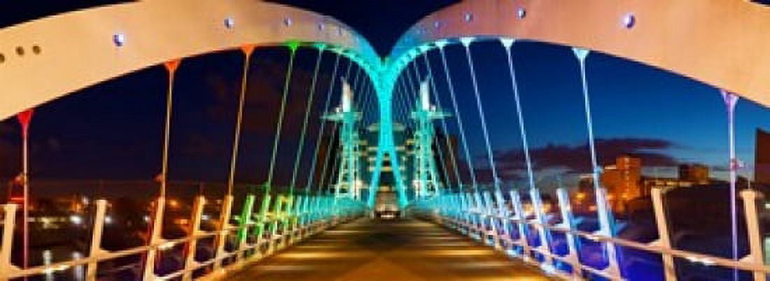 Millennium Bridge at night Salford Quays Salford Greater Manchester England Canvas Art - Panoramic Images (36 x 13)