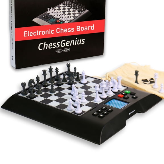 Millennium Chess Electronic Chess Board ChessGenius AI Chess Teacher, Computer, Magnetic Pieces