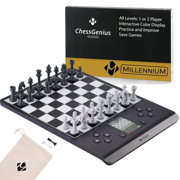 Millennium Electronic Chess Board Set - Beginner to Advanced Players - Interactive Strategy & Learning - Magnetic Pieces - 1-2 Player - Smart AI Chess Board - LCD Display