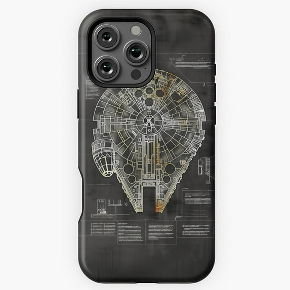 Millennium Falcon Blueprint Phone Case for iPhone 16 15 14 13 12 11 Pro Max M890050