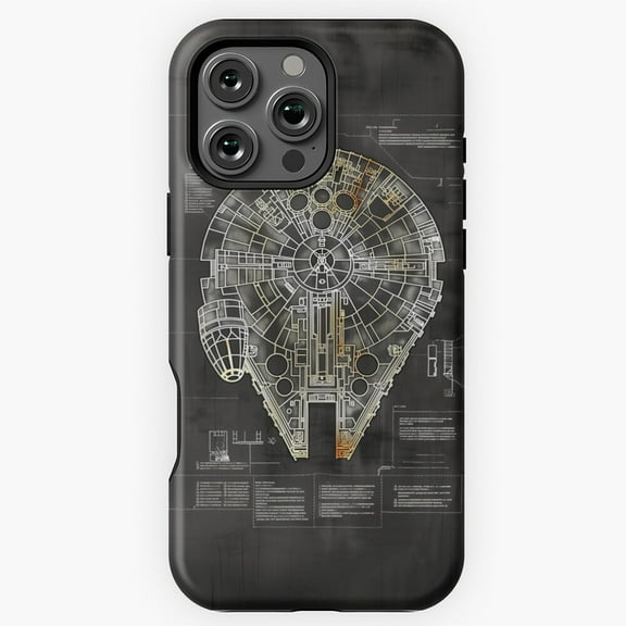 Millennium Falcon Blueprint Phone Case for iPhone 16 15 14 13 12 11 Pro Max M890050