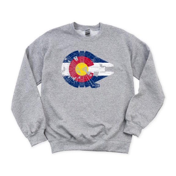 Millennium Falcon Colorado Flag Funny Sci-Fi State Pride Fan SweatShirt Unisex, up to 5XL