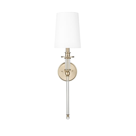 Open Box Millennium Lighting 1 Light 26 inch Wall Sconce with White Linen Shade Modern Gold