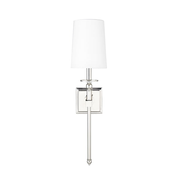 Millennium Lighting  1 Light 26 inch Wall Sconce with White Linen Shade Polished Nickel