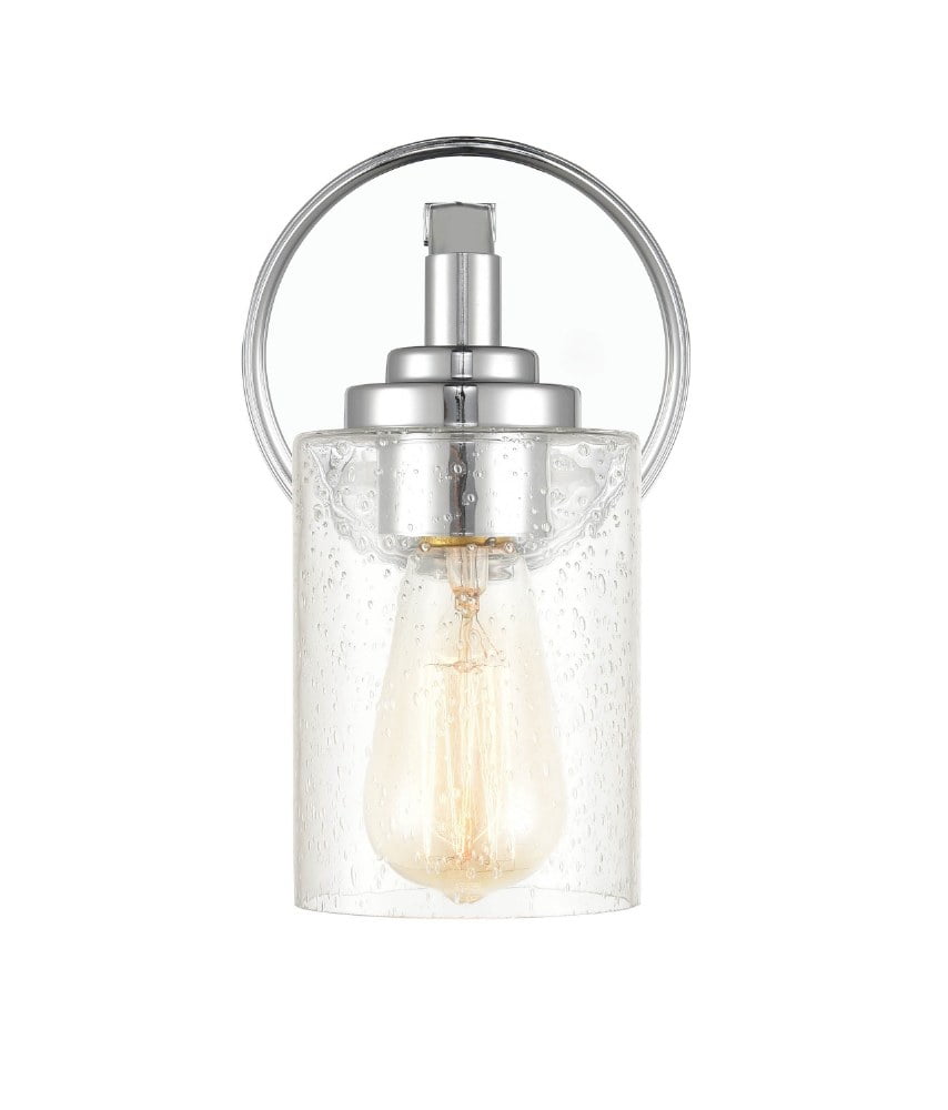 Chrome Cylinder Outdoor Wall Sconce with Glass Shade