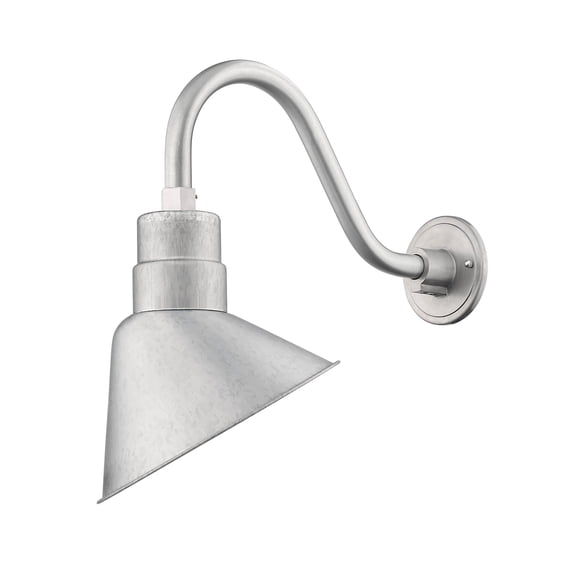 Millennium Lighting 10" Angle Shade with 15" Gooseneck in Multiple Finishes Galvanized Nickel Galvanized
