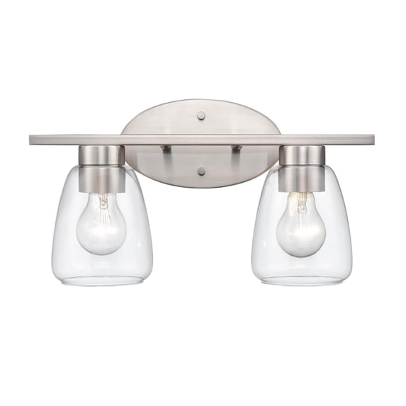 Millennium Lighting 2 Light Bathroom Vanity Fixture in Multiple Finishes with Clear Glass Shades Brushed Nickel Nickel Brushed