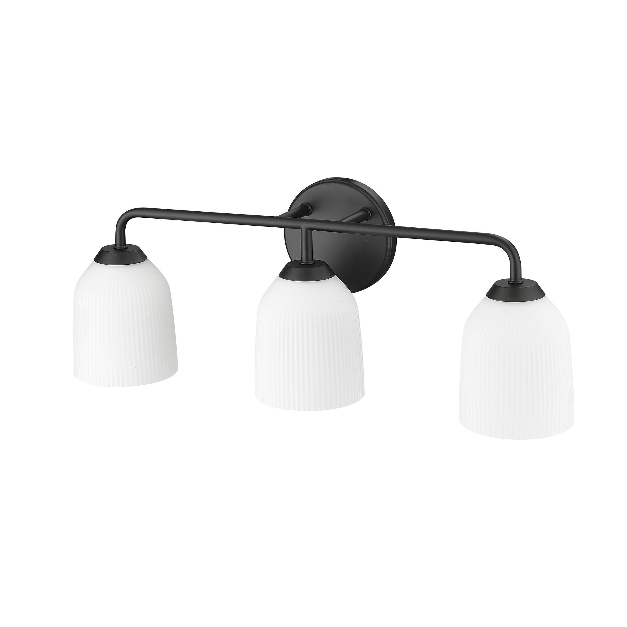 Matte Black 3-Light Vanity Fixture with Opal Glass Shades