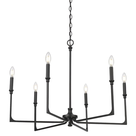 Millennium Lighting 25306-MB Azara 6 Light 32" Wide Pillar Candle Style Chandelier - Black