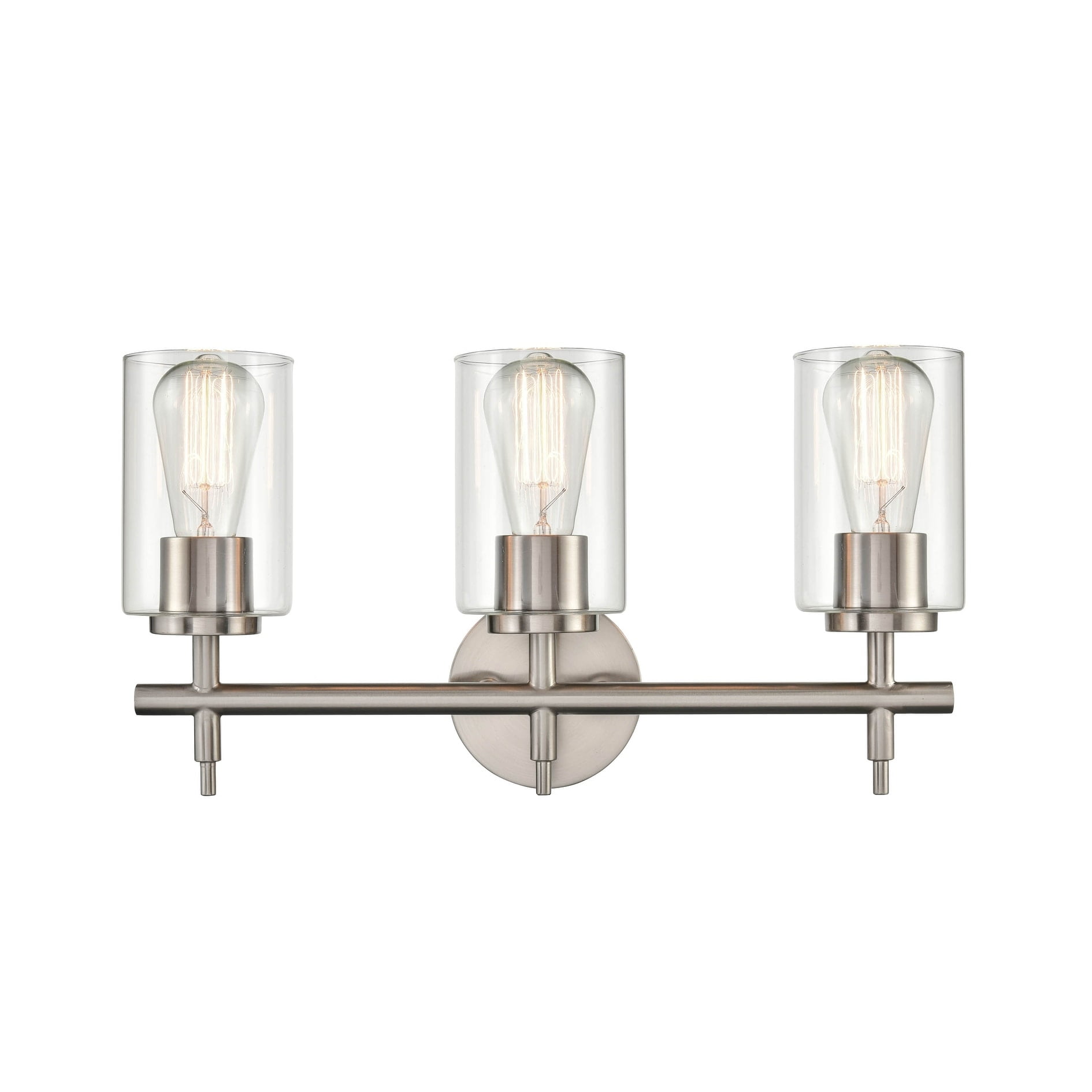 Millennium Lighting 3 Light Bathroom Vanity Fixture with Clear Glass Shades Brushed Nickel ...